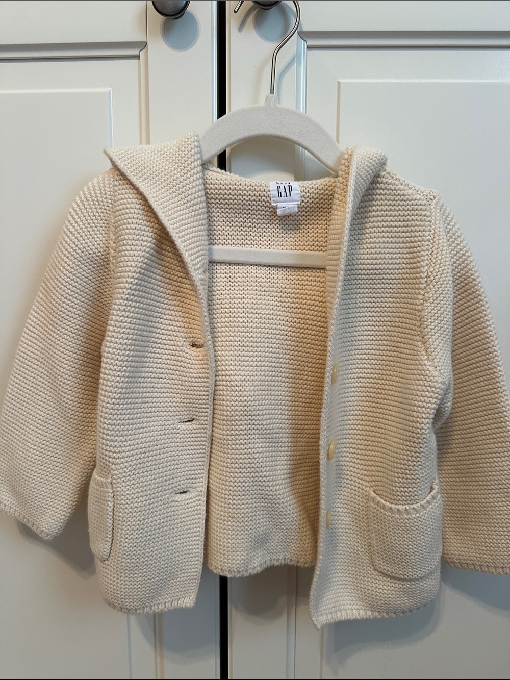GAP Cream Knit Hooded Jacket with Pockets